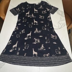 Fat Face Black Zebra Giraffe Tiger Safari Jersey Easy Wear Dress US 6 EU 39 EUC